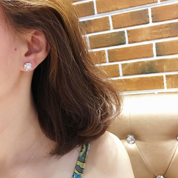 NEW 925 Silver Round Diamond Halo Stud Earrings - Picture 2 of 5